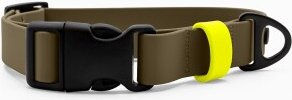 THE DOG IDEA Biothane Halsband Khaki Klickverschluss neon gelb XS – Bild 1 von 3