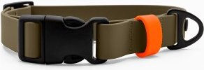 THE DOG IDEA Biothane Halsband Khaki Klickverschluss neon orange M – Bild 1 von 3