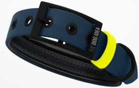 THE DOG IDEA Biothane Halsband Navy neon gelb M – Bild 1 von 3
