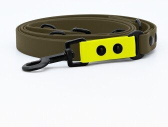 THE DOG IDEA Biothane Hundeleine Khaki neon gelb – Bild 1 von 3