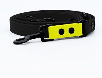 THE DOG IDEA Biothane Hundeleine Schwarz neon gelb – Bild 1 von 3