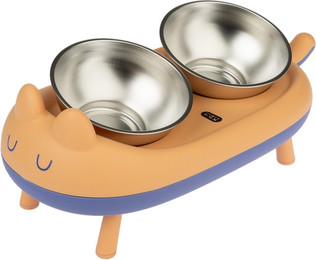 Produktbild von TIAKI Futterbar Cova Katzennapf mit 2 Edelstahlnäpfen - 0,35 l