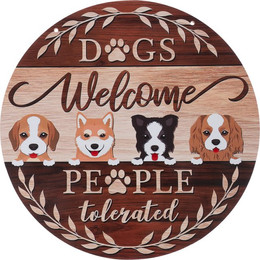 Produktbild von TIAKI Türschild Dogs Welcome - People Tolerated Ø 30 cm