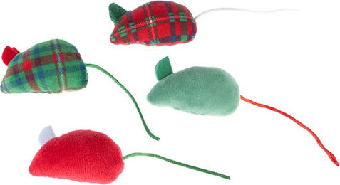 Produktbild von TIAKI Weihnachtliches Katzenspielzeug-Set Mäuse - 4 Stück