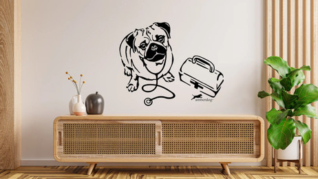 Produktbild von Tierarzt mit Mops Wandtattoo-Set Wandsticker Wandaufkleber Wanddekoration