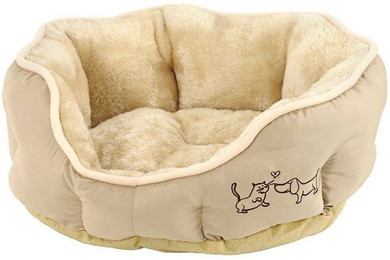 Produktbild von Tierbett Hunde- und Katzenbett Sammy oval Polyester beige
