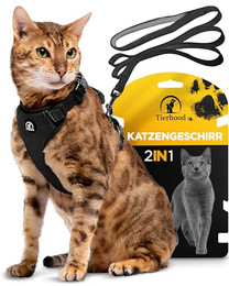Produktbild von Tierhood Katzengeschirr mit Leine schwarz M