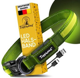 Produktbild von Tierhood LED Leuchtehalsband grün M
