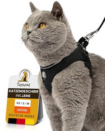 Tierhood Softgeschirr Katze mit Leine anthrazit/ schwarz S – Bild 1 von 7