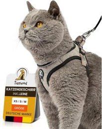Tierhood Softgeschirr Katze mit Leine grau XS – Bild 1 von 3