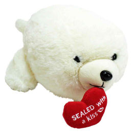 Produktbild von Tierkuscheltier Robbe Plüschtier mit Herz "Sealed with a kiss" - ca. 38 cm