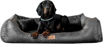 Produktbild von Tierlando ALBERTO ORTHO Orthopädisches Hundebett mit Velours Vintage schwarz/ graphit 1,5 m, 25 cm, 1 m