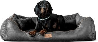 Tierlando ALBERTO ORTHO Orthopädisches Hundebett mit Velours Vintage schwarz/ graphit 80 cm, 22 cm, 60 cm – Bild 1 von 3