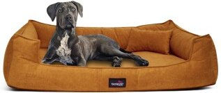 Tierlando BRUCE VELOURS - Orthopädisches Hundebett Soft orange/ braun 1,1 m, 25 cm, 90 cm – Bild 1 von 3