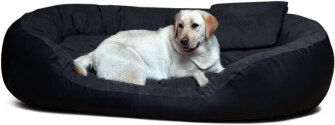 Tierlando Hundebett PHILIP VIP Kunstleder Velours 110 140 170cm XL XXL XXXL schwarz 1,1 m, 25 cm, 80 cm – Bild 1 von 3