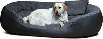 Produktbild von Tierlando Hundebett PHILIP VIP Kunstleder Velours 110 140 170cm XL XXL XXXL schwarz/ graphit 1,1 m, 25 cm, 80 cm