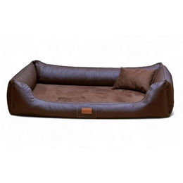 Tierlando ® MADDOX VIP Orthopädisches Hundebett VISCO Velours Kunstleder S - XXL braun 1,2 m, 25 cm, 85 cm – Bild 1 von 4