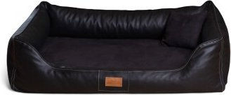 Tierlando ® MADDOX VIP Orthopädisches Hundebett VISCO Velours Kunstleder S - XXL schwarz 1,2 m, 25 cm, 85 cm – Bild 1 von 3