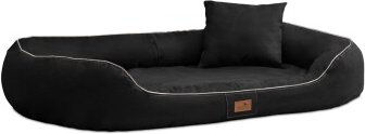 Produktbild von Tierlando MARLON VISCO PLUS Velours - Orthopädisches Hundebett schwarz 1,4 m, 30 cm, 1 m