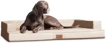 Produktbild von Tierlando ® Orthopädisches Design Hundesofa GIBSON VISCO Kunstleder kubische Form creme 1,5 m, 22 cm, 1 m