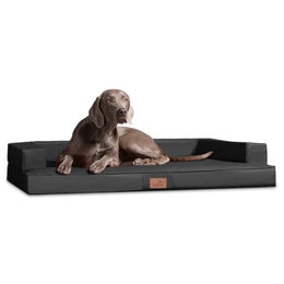 Tierlando ® Orthopädisches Design Hundesofa GIBSON VISCO Kunstleder kubische Form schwarz/ graphit 80 cm, 22 cm, 60 cm – Bild 1 von 6