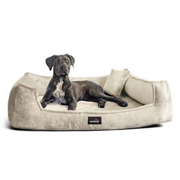 Tierlando ® Orthopädisches Hundebett FRANKLIN Kuscheliger Teddy-Stoff - Hundesofa creme 1,6 m, 25 cm, 1,1 m – Bild 1 von 4