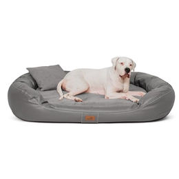 Tierlando Orthopädisches Hundebett LENNART VISCO PLUS Kunstleder und Velours grau/ grau 1 m, 25 cm, 85 cm – Bild 1 von 9