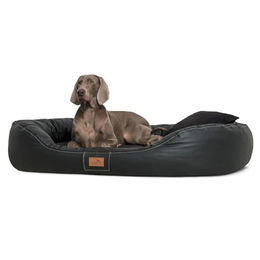 Tierlando Orthopädisches Hundebett LENNART VISCO PLUS Kunstleder und Velours schwarz 1 m, 25 cm, 85 cm – Bild 1 von 9