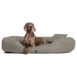 Tierlando ® Orthopädisches Hundebett SAMMY | Robuster Polyester | Dicke Umrandung dunkelbraun / beige 1,7 m, 35 cm, 1,1 m – Bild 1 von 5