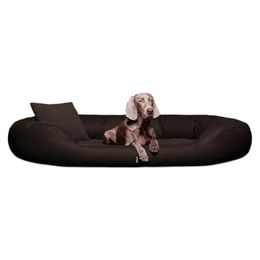 Tierlando ® Orthopädisches Hundebett Sammy VISCO | Kunstleder - High-Tech-Velours braun 1,7 m, 35 cm, 1,1 m – Bild 1 von 5