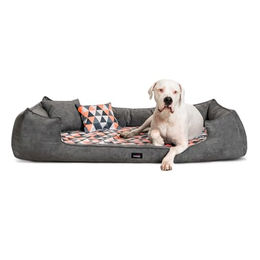 tierlando® Orthopädisches Hundebett Velvet Samt Velours mit Dreieck-Muster – Bild 1 von 6