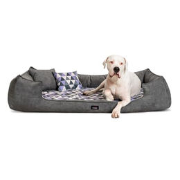 tierlando® Orthopädisches Hundebett Velvet Samt Velours mit Dreieck-Muster – Bild 1 von 6
