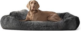 Tierlando PEDRO - Orthopädisches Hundebett mit kuscheligem Langflor schwarz/ graphit 1,3 m, 22 cm, 1 m – Bild 1 von 3