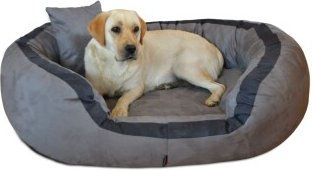 Tierlando ® PEPPER Orthopädisches Hundebett Hundesofa L XL XXL Velours MEGA DICK & WEICH grau/ grau 1,35 m, 30 cm, 1 m – Bild 1 von 3