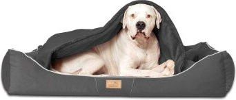 Produktbild von Tierlando RUDOLPH - Orthopädisches Hundebett inkl. Schonbezug mit Hundedecke schwarz/ graphit 1,3 m, 25 cm, 1 m