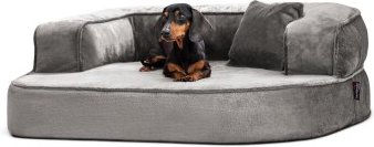 Tierlando SHARLEEN VISCO PLUS - Orthopädisches Hundesofa mit kuscheligem Teddystoff grau/ grau 1,2 m, 40 cm, 90 cm – Bild 1 von 3