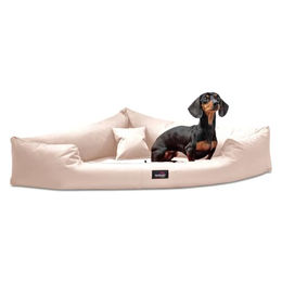 Tierlando ® TRIVIA | Orthopädisches Eckhundebett Polyester Hundebett Dreieckbett creme 1,2 m, 25 cm, 1,2 m – Bild 1 von 6