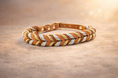 Tierluxe Hunde-Halsband Geflecht, Geflochtenes Lederhalsband mit Paracord – Bild 1 von 5
