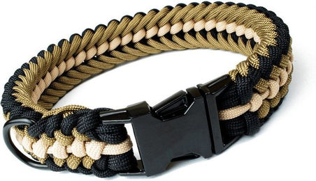 Tierluxe Hunde-Halsband Leo, Steckschnalle Schwarz, Paracord, Handgemacht, Schnellverschluss – Bild 1 von 4