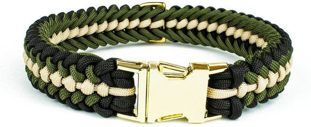 Tierluxe Hunde-Halsband Leo, Steckschnalle Schwarz, Paracord, Handgemacht, Schnellverschluss – Bild 1 von 5