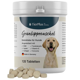 Produktbild von TierPlus Gelenktabletten für Hunde mit Grünlippmuschel, MSM, Ingwer, Chondroitin und Glucosamin