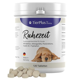 Produktbild von TierPlus Ruhezeit Tabletten für Hunde mit Baldrian, Ashwagandha & Hanföl
