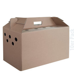 Produktbild von Tiertransportbox für Kleintiere – stabiler Karton mit Luftlöchern & doppeltem Boden – 48 x 30 x 24 cm - 10er Pack