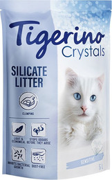 Produktbild von Tigerino Crystals klumpende Katzenstreu – Sensitive, parfümfrei - Sparpaket 3 x 5 l