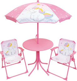 Produktbild von Tisch mit 2 Klappstühlen und Sonnenschirm Mädchen Jemini Licorne