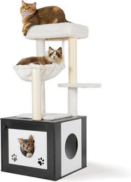 Produktbild von TLGREEN Kratzbaum mit Katzenkloschrank,3-in-1 Katzenmöbel, 119 cm Hoch Kratzbaum Holz,Waschbare Plüschkissen