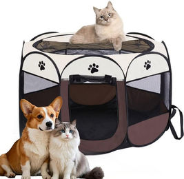 Produktbild von Toomoke Tierhaus Faltbarer Katzenkäfig, Haustierkäfig,Kleintier Auslauf, 91×91×58cm, für Hunde, Katzen, Hasen & Kleintiere im Innen- und Außenbereich