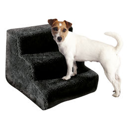 Produktbild von TOPCENT Haustiertreppe Hundetreppe mit Stoffbezug Schwarz 3 Stufen
