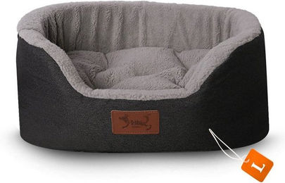 Produktbild von TopMeow Hundebett mit Rand aus Jutestoff in Dunkelgrau Größe L