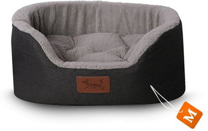 Produktbild von TopMeow Hundebett mit Rand aus Jutestoff in Dunkelgrau Größe M